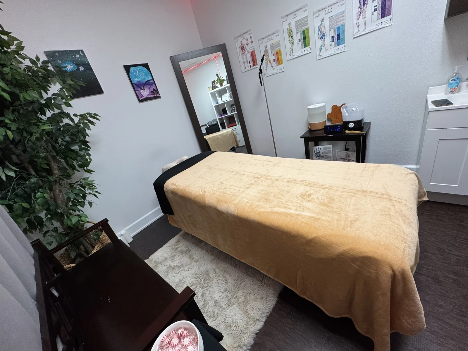 Magick Hands Bodyworks treatment room with massage table
